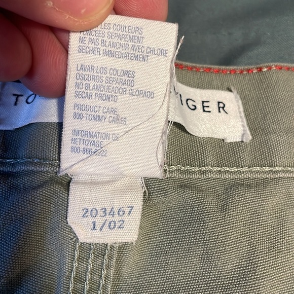 VTG Tommy Hilfiger Carpenter Pants 14 Green Crop ‘02 Y2K Olive Casual Loose Fit - Picture 16 of 16